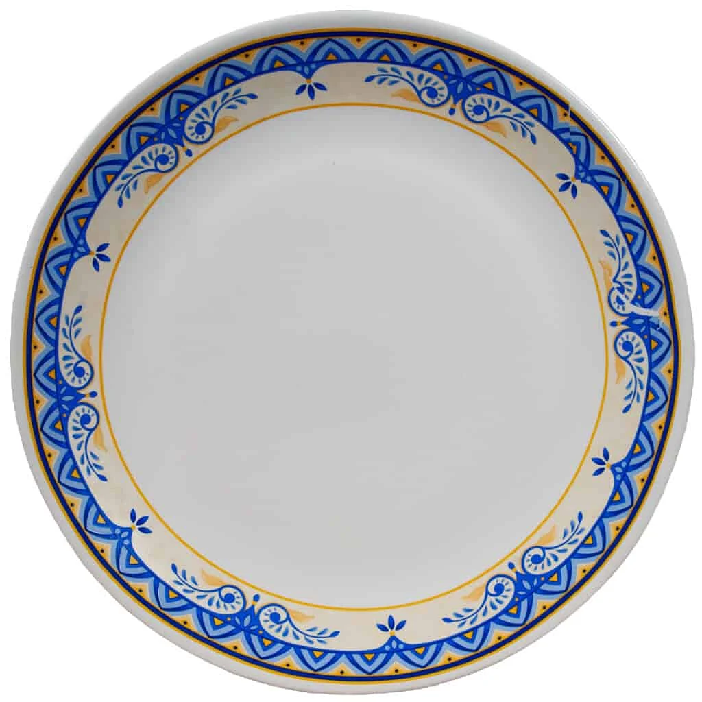 Farfurie prelungita 26 cm in Pure White cu dunga albastra cu crem - Master