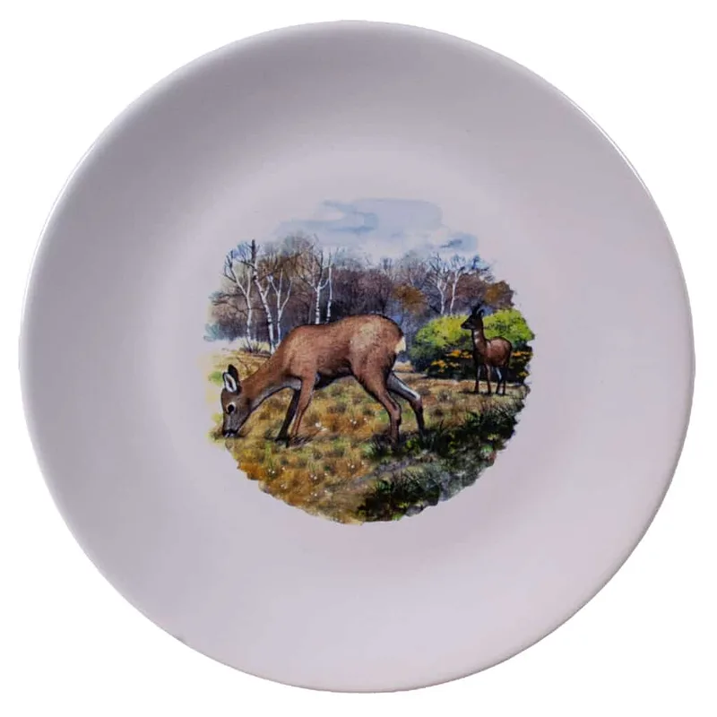 Farfurie lungă de 26 cm Pure White cu decor de cerb - Master