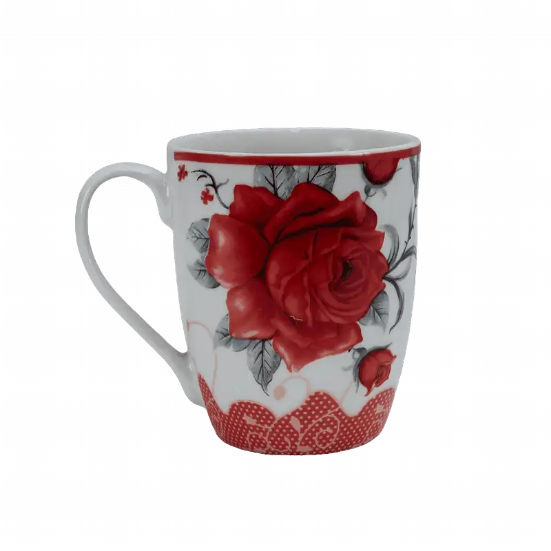 Cana 280 ml, Alb cu trandafir rosu - Master