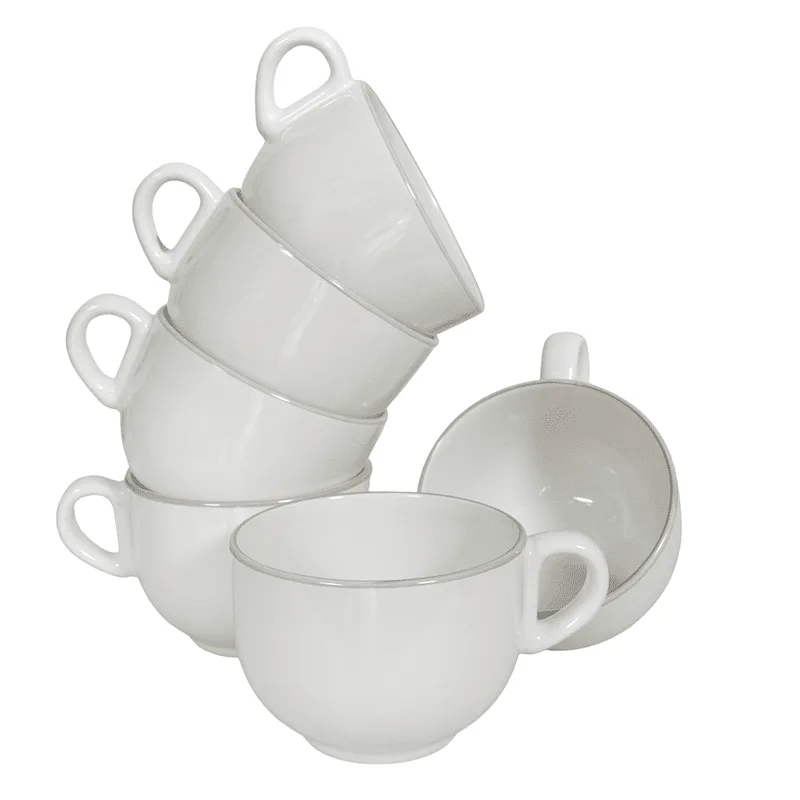 Σετ 6 κούπες Arctic White με ασημί γκρι περίγραμμα, 450 ml - Master