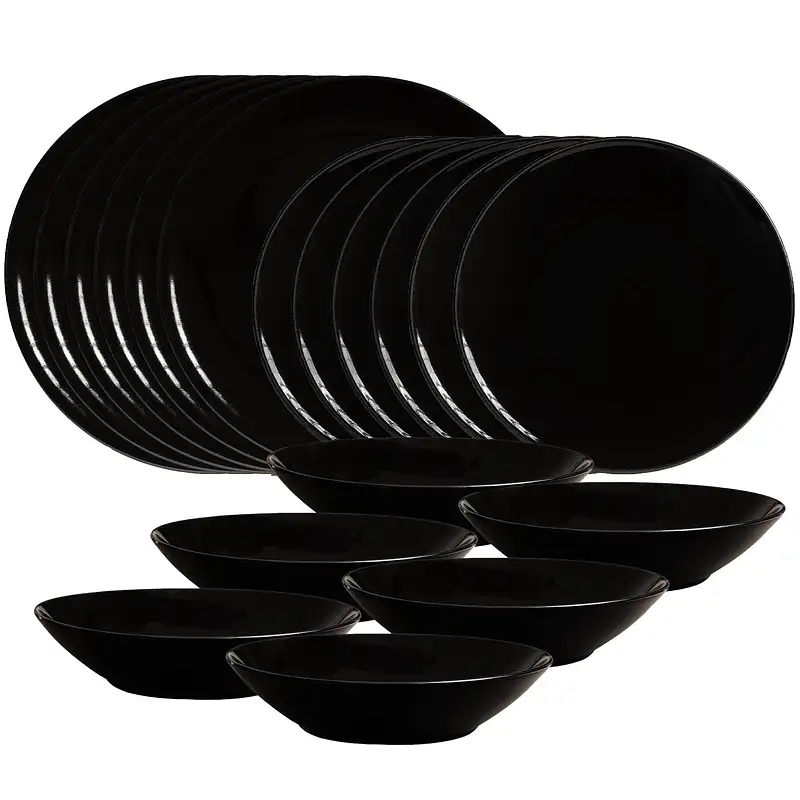 Set farfurii 18 piese, 6 persoane, Abyss, Cesiro, Negru Lucios - Master