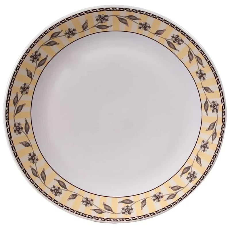 Extended plate with cream floral band, 26 cm, Pure White - Master