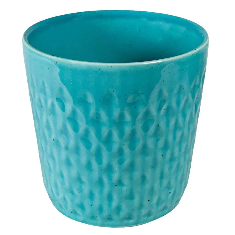Аква пигментирана тюркоазена саксия с релефни ромби, 12 см - Master