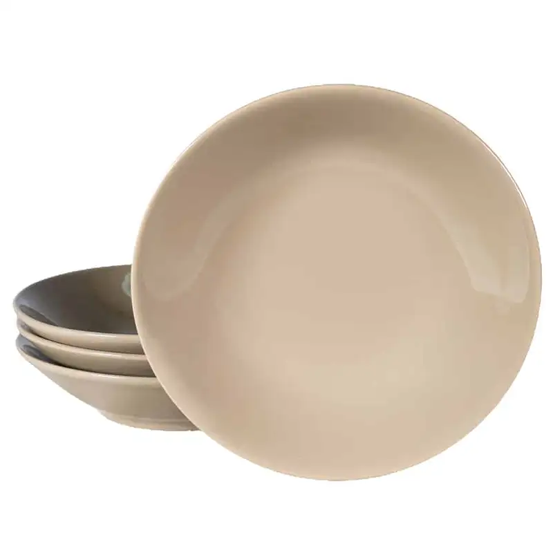 Set 4 tiefe Teller, glänzendes Beige, 21 cm - Master