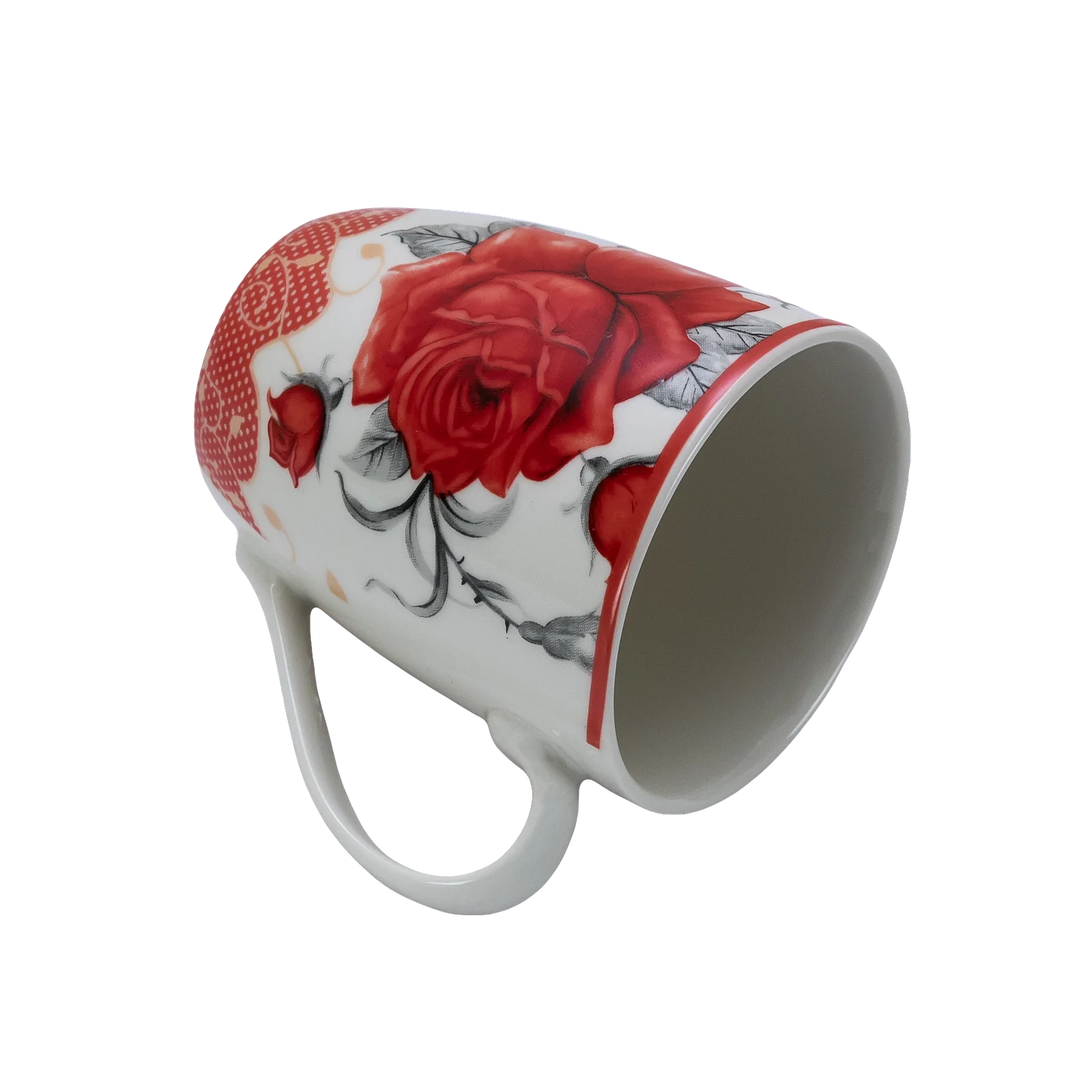Cana 280 ml, Alb cu trandafir rosu - Master