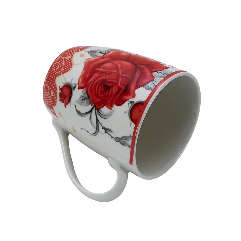 Tasse 280 ml, Weiß mit roter Rose - Master