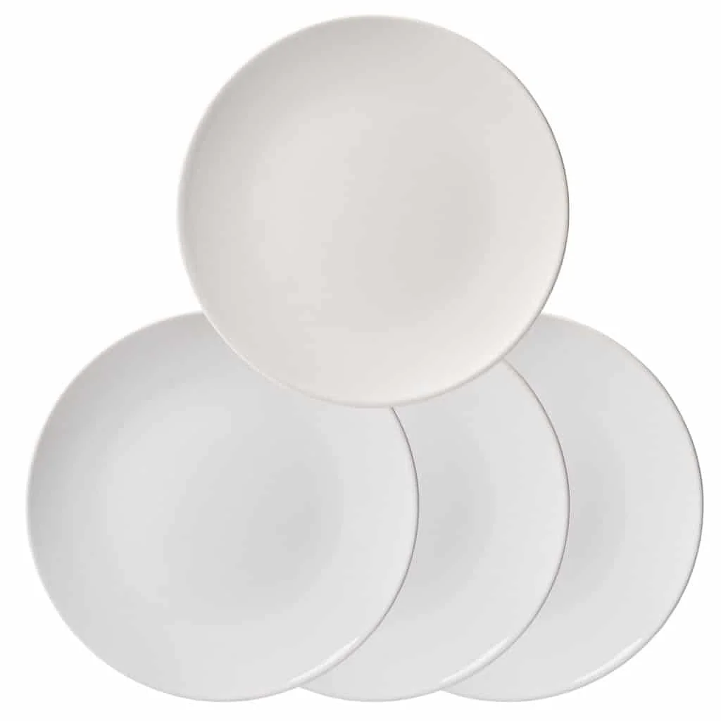 Eleganță simplă: set de 4 farfurii de desert alb lucios - Master