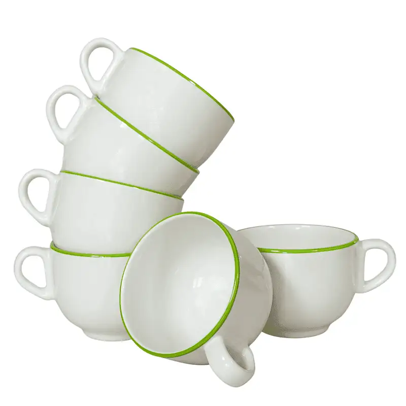 Комплект от 6 чаши Arctic White Jumbo с рамка Summer Apple Green, 450 ml - Master