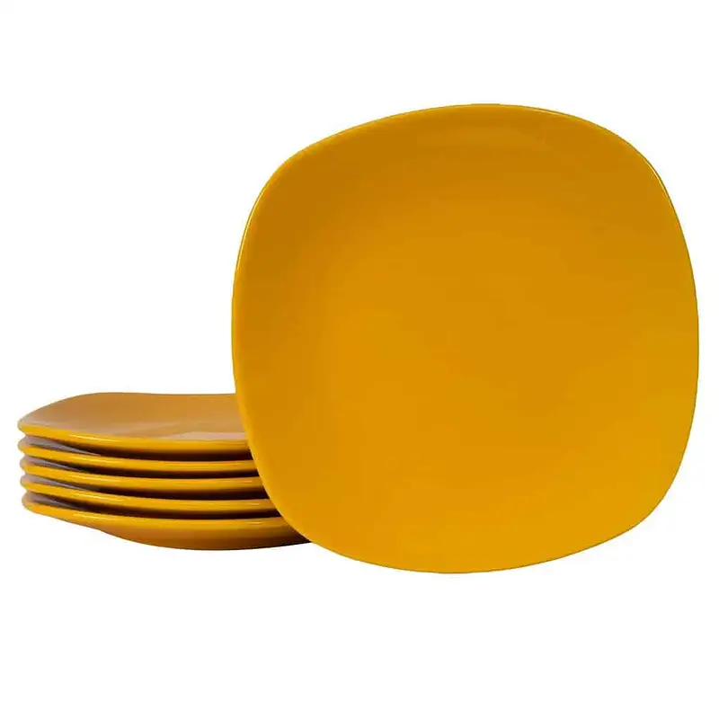 Set of 6 yellow dessert plates, 20 cm - Master