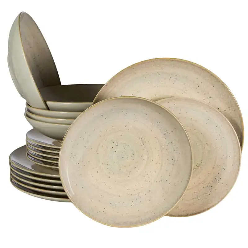 Σετ πιάτων 18 τεμαχίων, 6 ατόμων, Shell, Cesiro, Light cream - Master