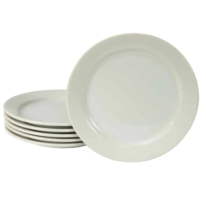 Set mit 6 flachen Tellern, glänzend Weiß, 25,5 cm - Master