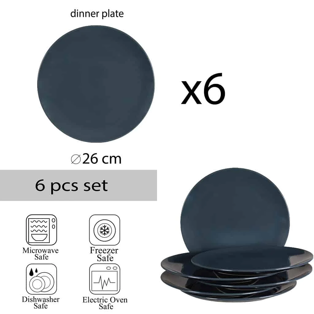 Culinary Creations in Modern Style: Set of 6 Anthracite Plates - Master