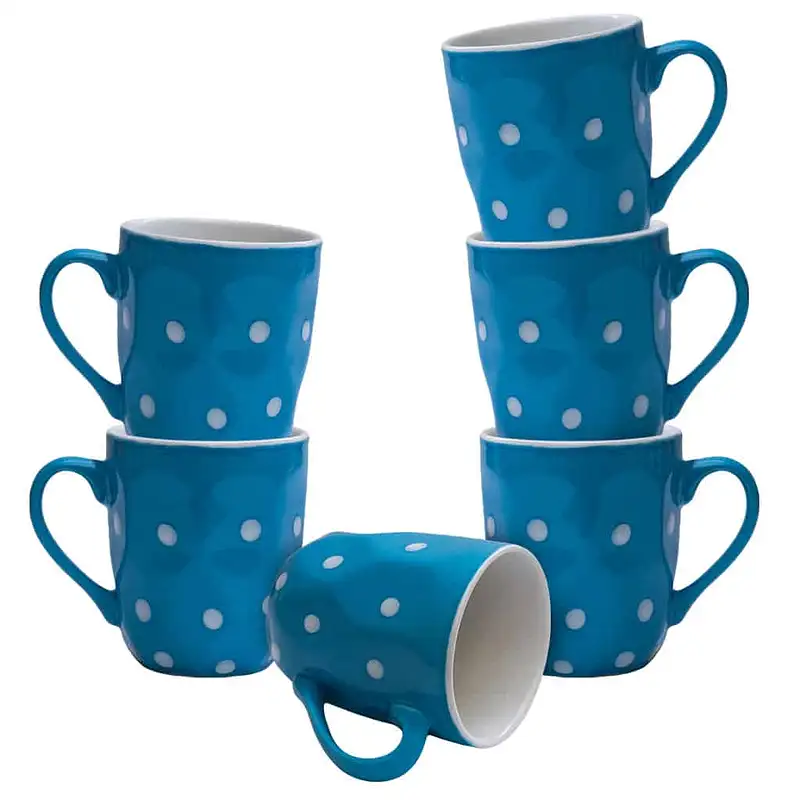 Set of 6 blue cups, 180 ml, with white dots - Master