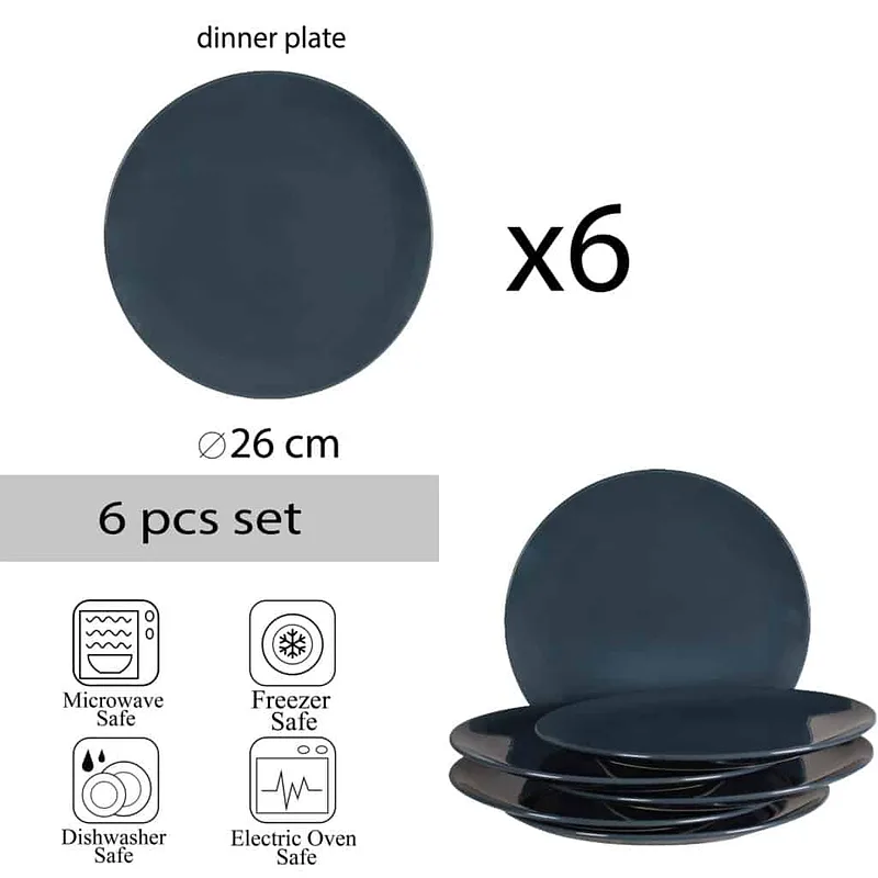 Culinary Creations in Modern Style: Set of 6 Anthracite Plates - Master