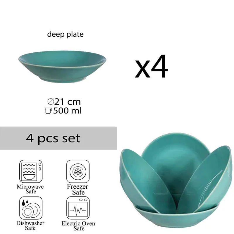 Set of 4 deep plates Turquoise Lagoon, 21 cm - Master