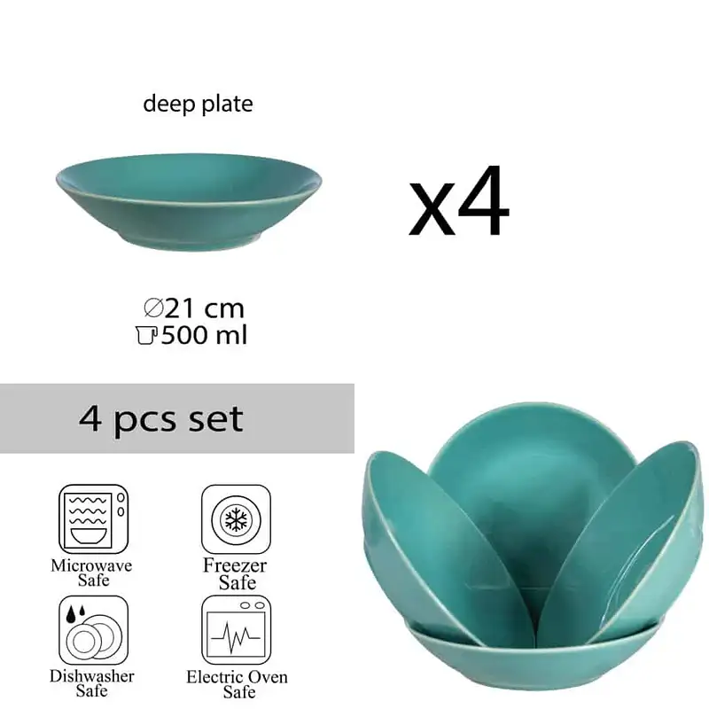 Set 4 tiefe Teller Turquoise Lagoon, 21 cm - Master