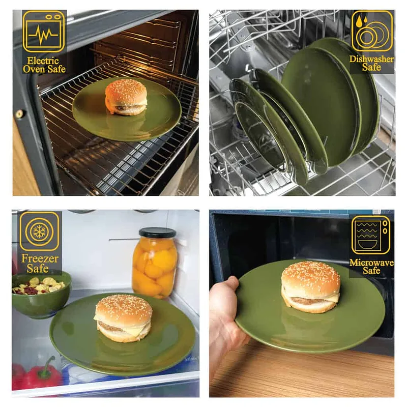 Eleganță la masă: Set 4 farfurii plate verde lucios - Master