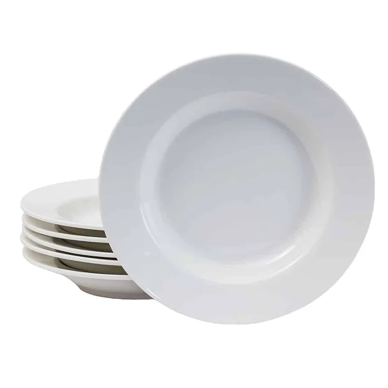 Set 6 farfurii adanci Portelan Alb, 19 cm - Master