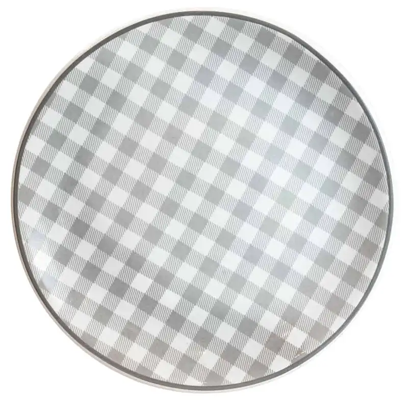 Desertteller, Durchm. 20 cm, Pure White mit grauem Karo - Master