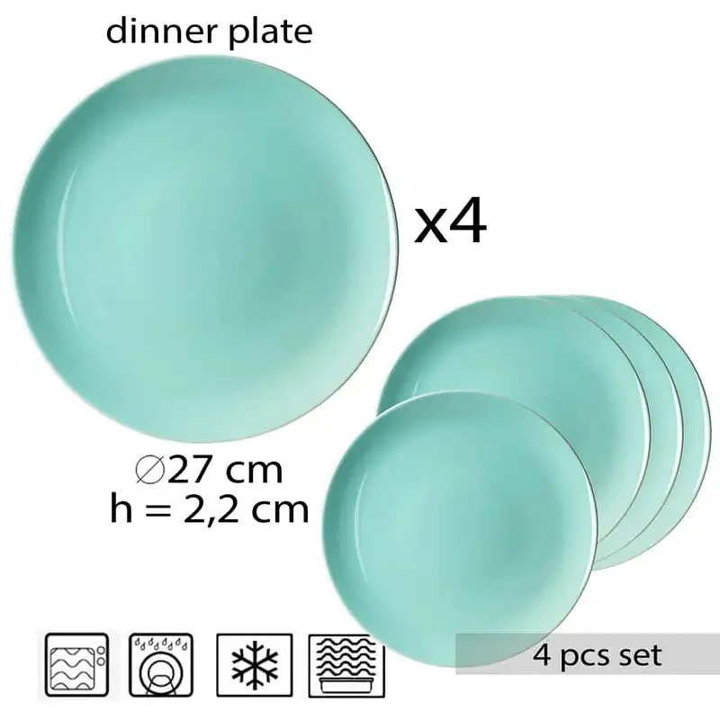 Colors of Freshness: Set of 4 Bright Mint Green Plates - Master