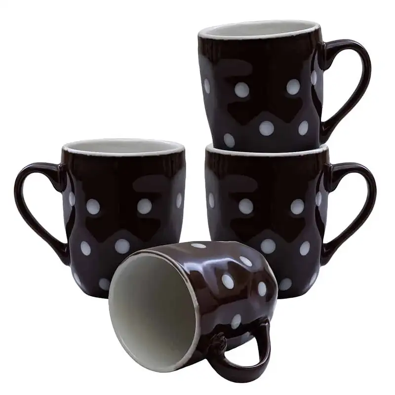 Set Braun mit weißen Punkten 4 Tassen, 180 ml - Master