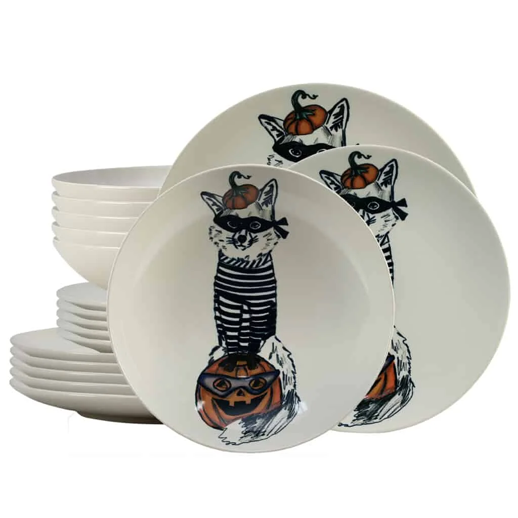 Set farfurii 18 piese, 6 persoane, Robber Cat, Ivoire cu Pisica - Master