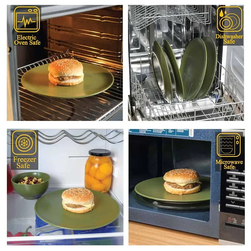 Eleganță la Masă: Setul de 4 Farfurii Intinse Verde Mat - Master