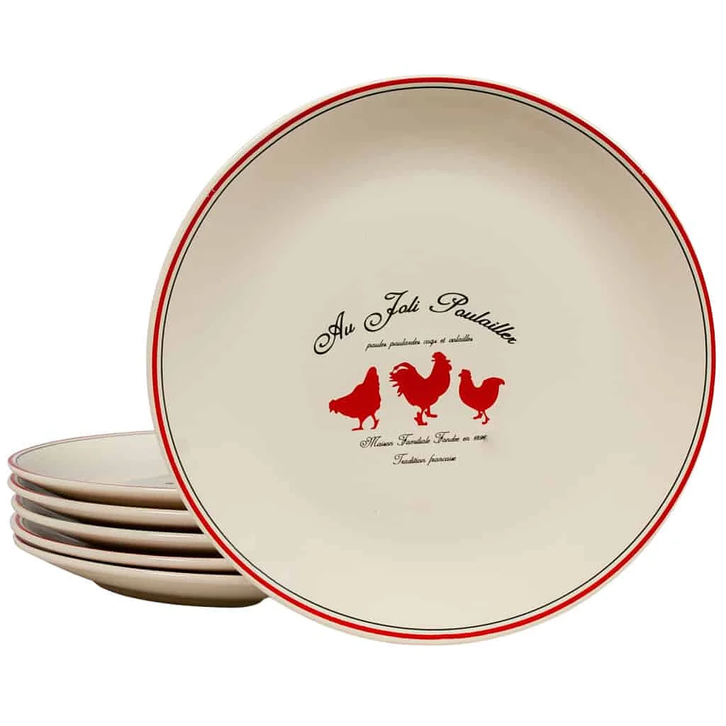 Set 6 farfurii plate Pure White with Birds decorating, Ø 26 cm - Master