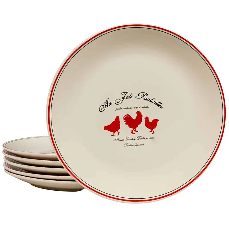 Set 6 farfurii plate Pure White with Birds decorating, Ø 26 cm - Master