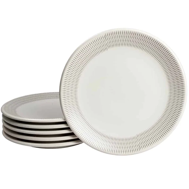 Set 6 farfurii pentru desert Pure White cu model de romb, 20 cm - Master