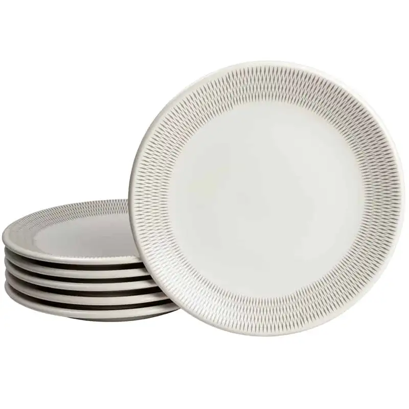 Set 6 farfurii pentru desert Pure White cu model de romb, 20 cm - Master