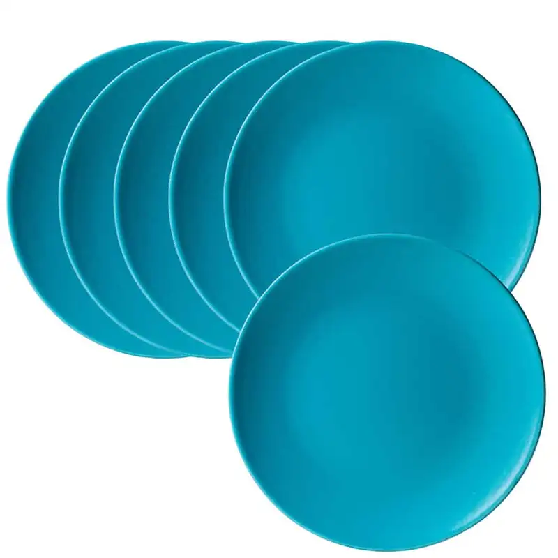Set of 6 Blue Lagun Mat dessert plates, 20 cm - Master