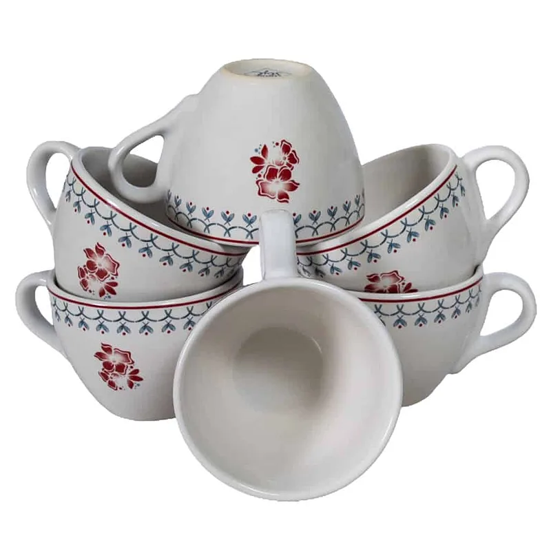 Set 6 cani de cafea, Arctic White cu decor floral, 160 ml - Master