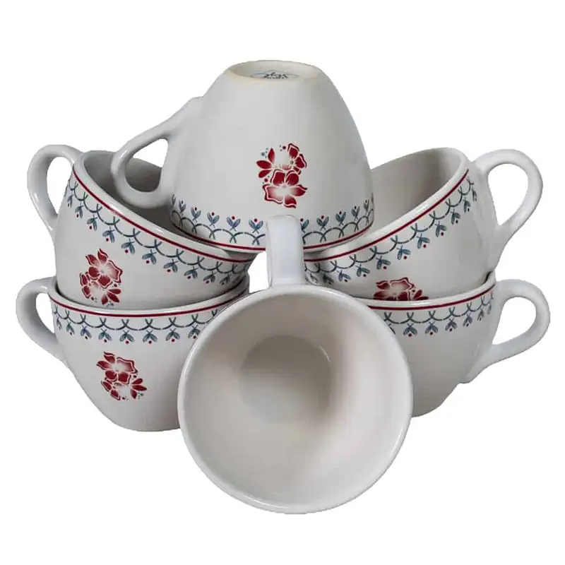 Set 6 cani de cafea, Arctic White cu decor floral, 160 ml - Master