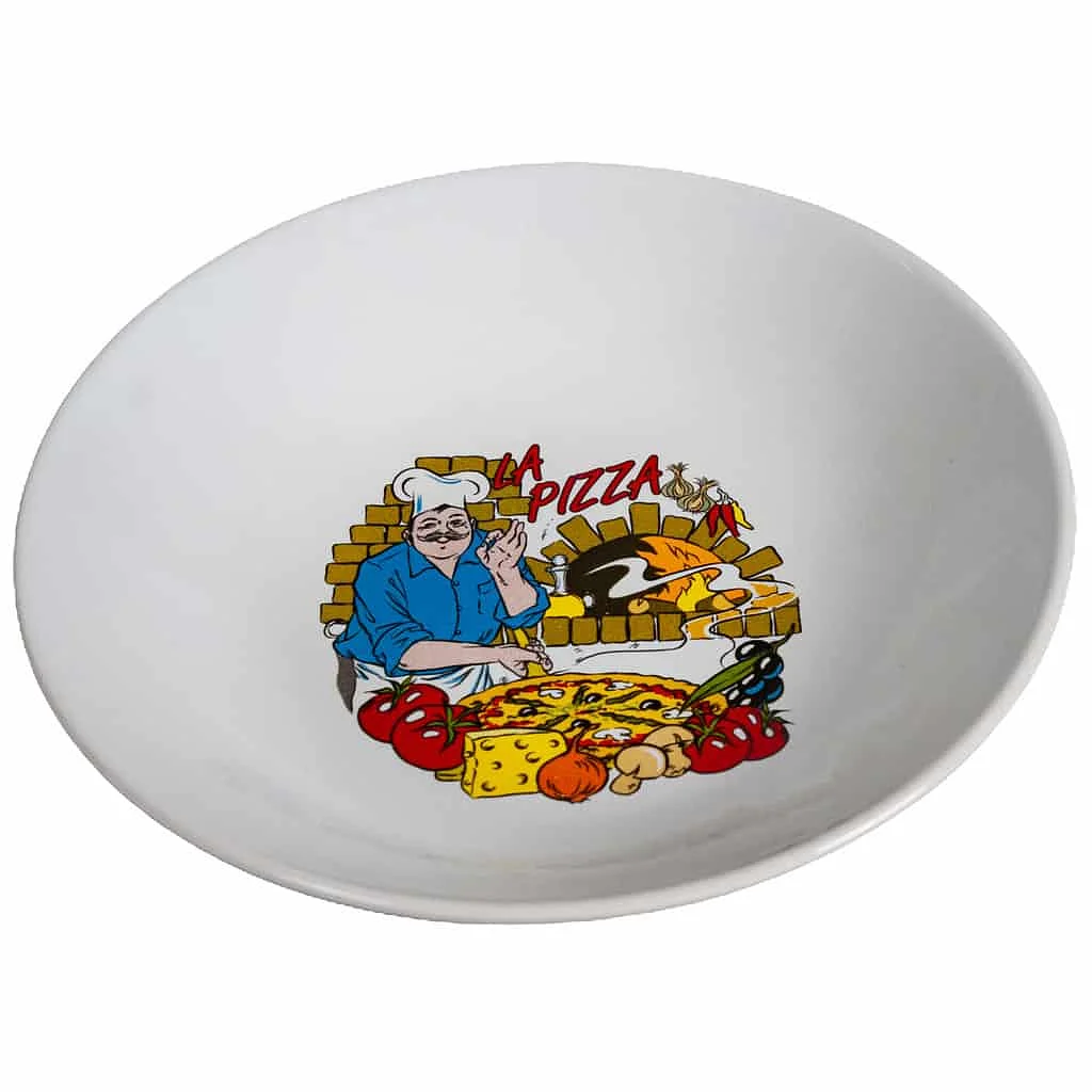 Tiefer Teller 21 cm, Arctic White mit Koch und Pizza-Dekor - Master