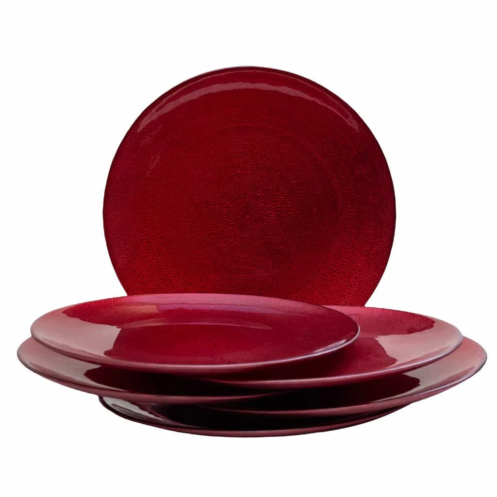 Set of 6 Red Glass dessert plates, 21 cm - Master