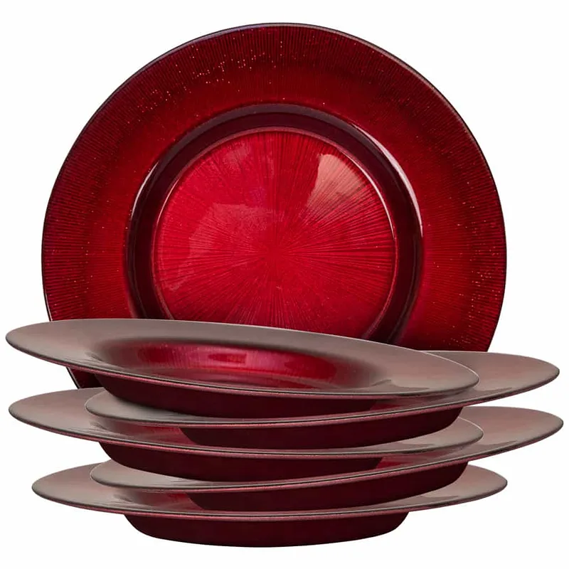 Set 6 tiefe Teller Rotglas, 21 cm - Master